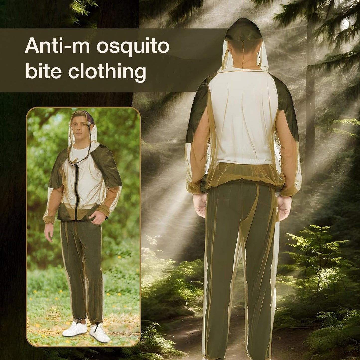 Ensemble anti-moustiques à capuche - protection légère pour l'extérieur