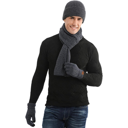 Ensemble bonnet et gants d’hiver pour homme