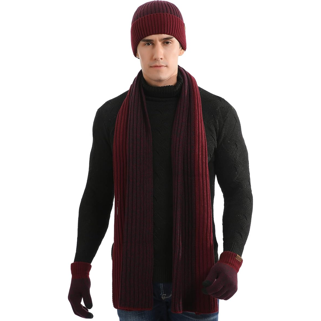 Ensemble bonnet et gants d’hiver pour homme