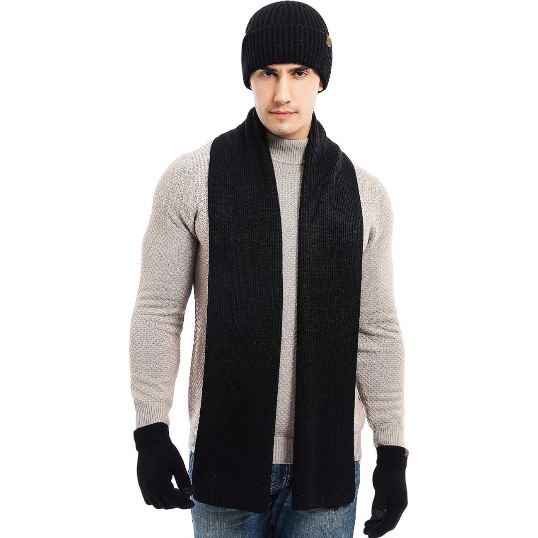 Ensemble bonnet et gants d’hiver pour homme
