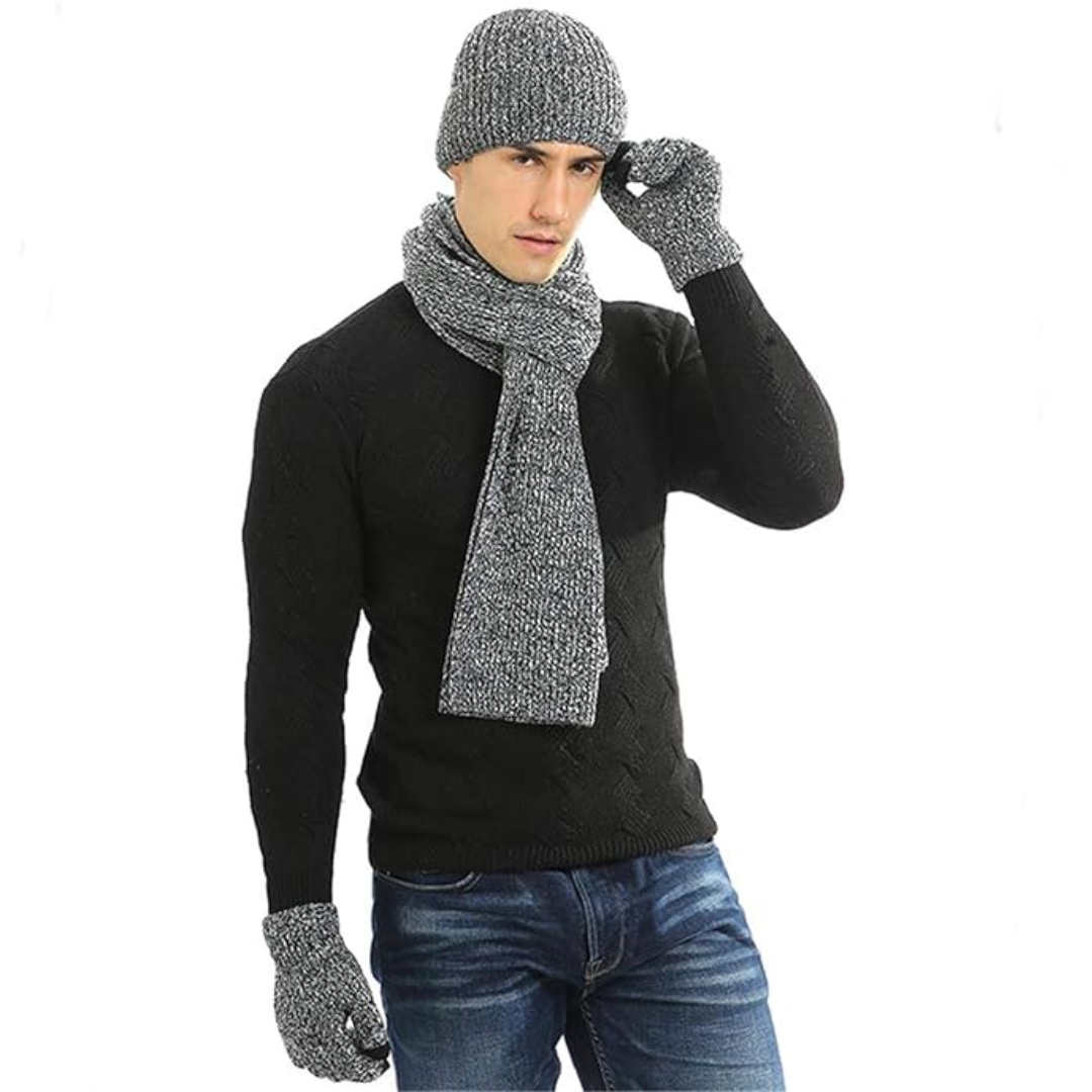 Ensemble bonnet et gants d’hiver pour homme