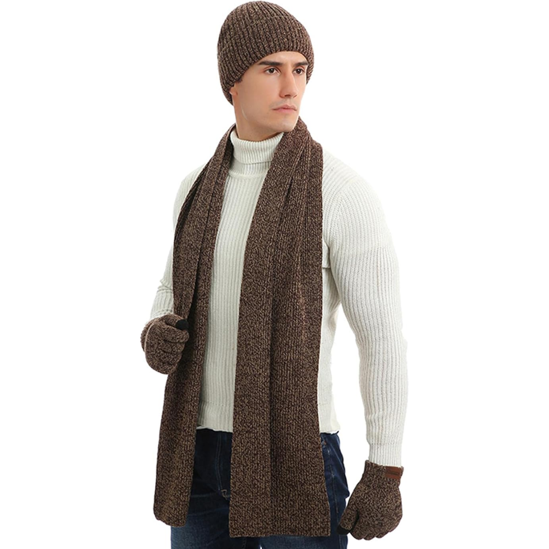 Ensemble bonnet et gants d’hiver pour homme