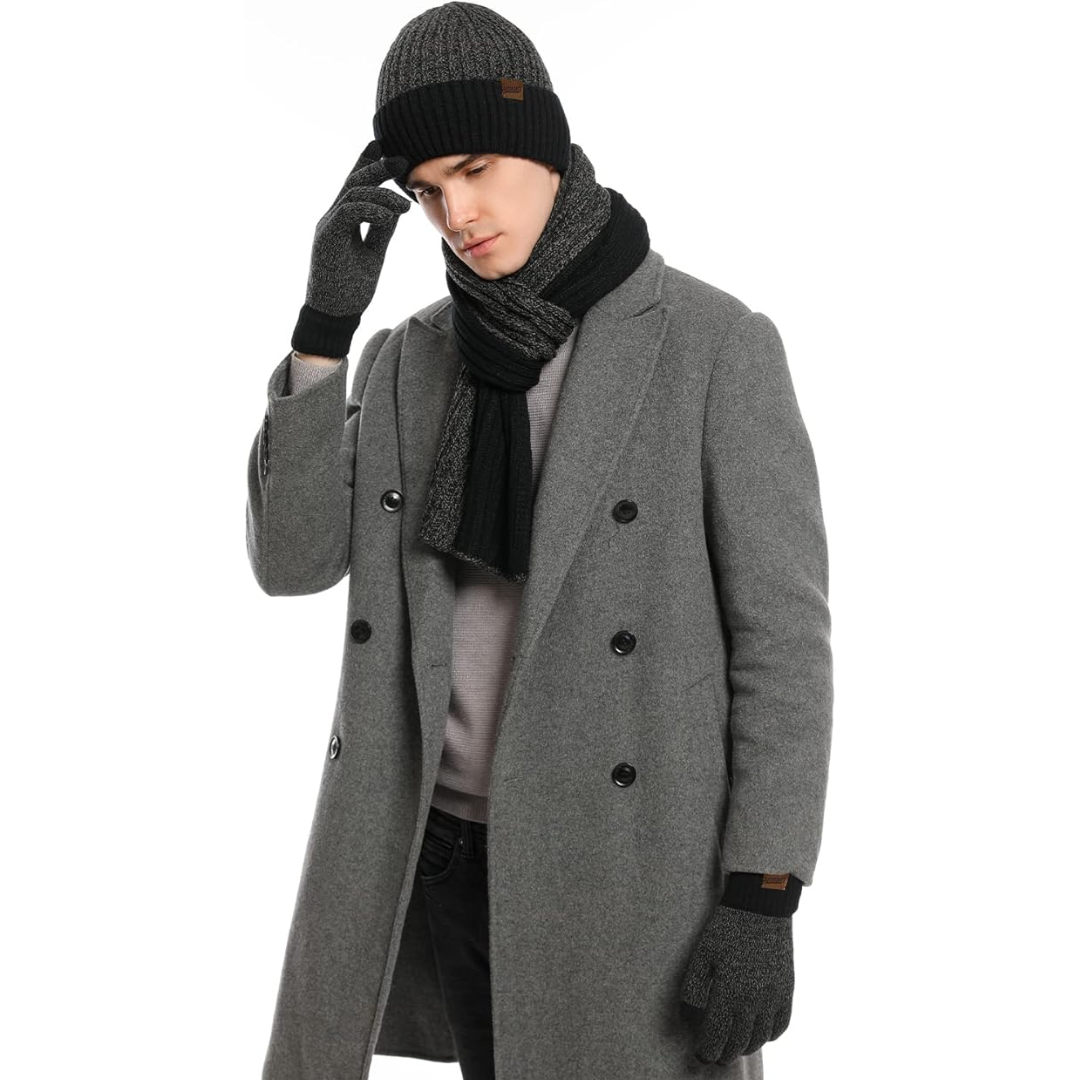 Ensemble bonnet et gants d’hiver pour homme