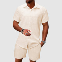 Ensemble chemise boutonnée et short pour homme - chemise à manches courtes à col