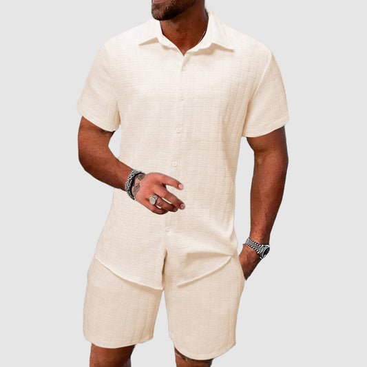Ensemble chemise boutonnée et short pour homme - chemise à manches courtes à col