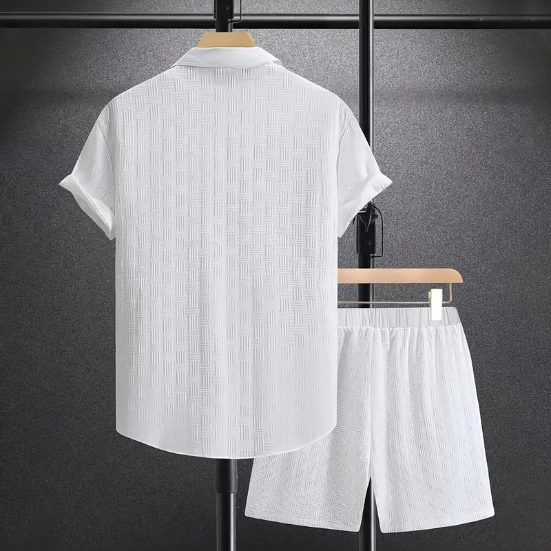 Ensemble chemise boutonnée et short pour homme - chemise à manches courtes à col