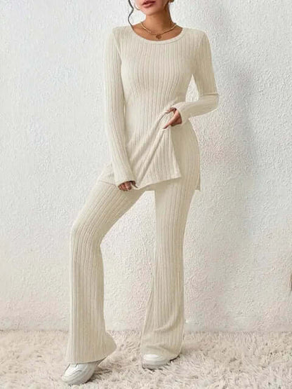 Ensemble coordonné en maille côtelée pour femme
