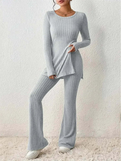 Ensemble coordonné en maille côtelée pour femme