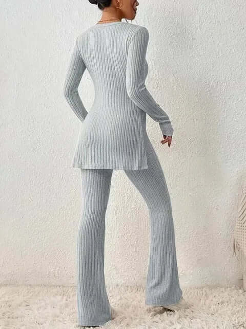 Ensemble coordonné en maille côtelée pour femme