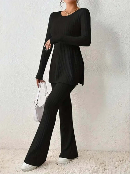 Ensemble coordonné en maille côtelée pour femme
