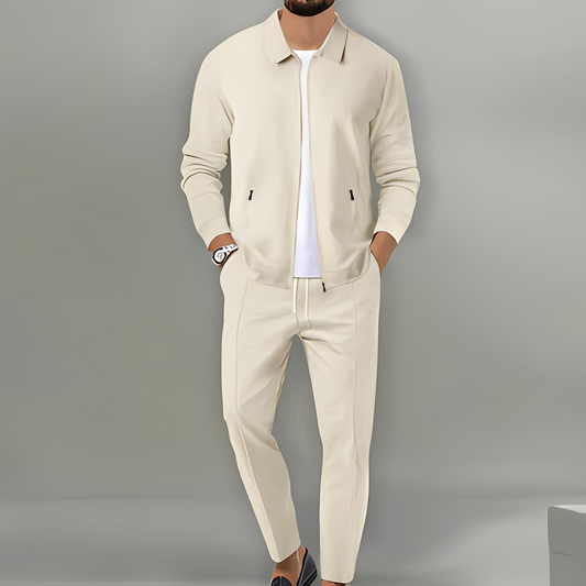 Ensemble costume à veste zippée pour homme