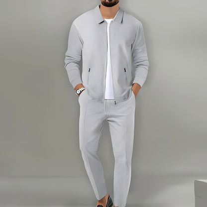 Ensemble costume à veste zippée pour homme