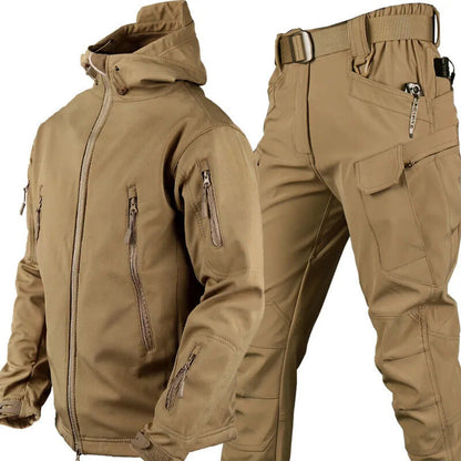 Ensemble d’extérieur imperméable et coupe-vent avec doublure polaire et six poches