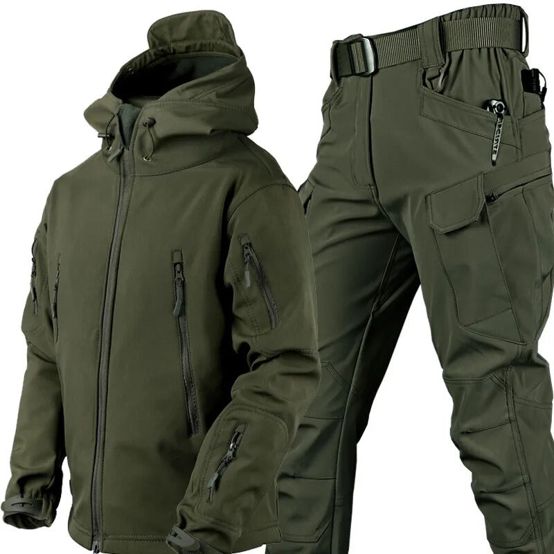 Ensemble d’extérieur imperméable et coupe-vent avec doublure polaire et six poches