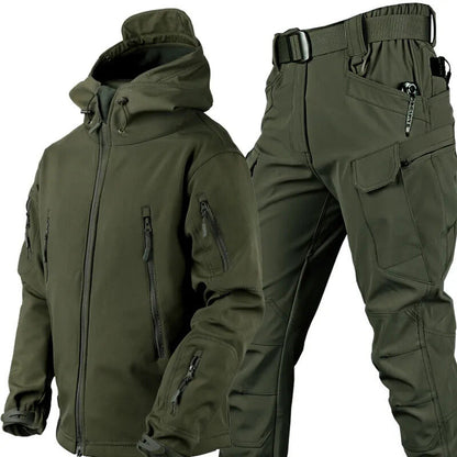Ensemble d’extérieur imperméable et coupe-vent avec doublure polaire et six poches