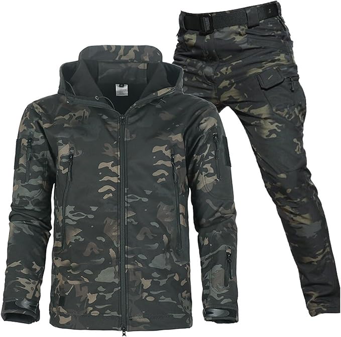 Ensemble d’extérieur imperméable et coupe-vent avec doublure polaire et six poches
