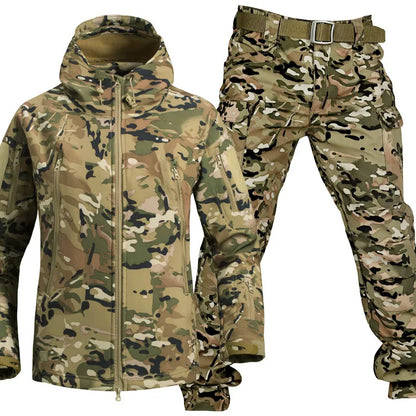 Ensemble d’extérieur imperméable et coupe-vent avec doublure polaire et six poches