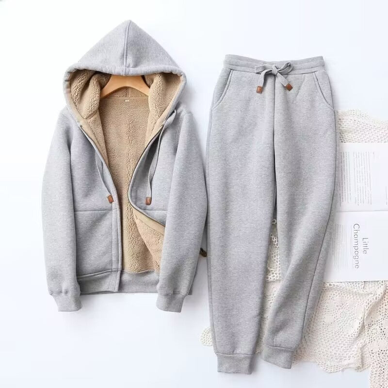 Ensemble d’intérieur pour femme avec sweat à capuche zippé