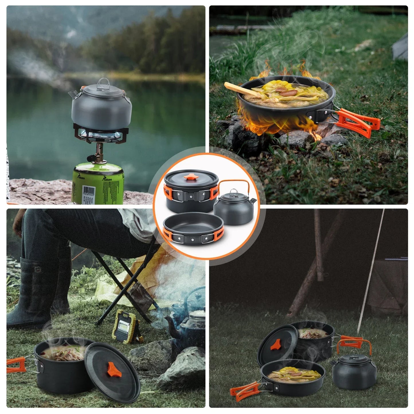 Ensemble d’ustensiles et de vaisselle de camping, 17 pièces