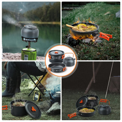 Ensemble d’ustensiles et de vaisselle de camping, 17 pièces