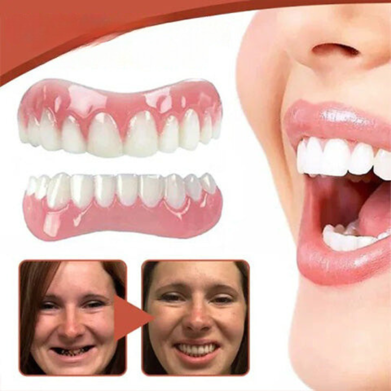 Ensemble de prothèses dentaires en silicone biocompatible pour un ajustement indolore et un sourire naturel