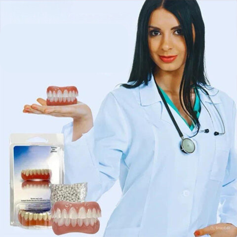 Ensemble de prothèses dentaires en silicone biocompatible pour un ajustement indolore et un sourire naturel