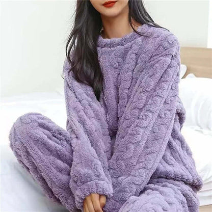 Ensemble de pyjama en polaire pour femme - tenue d'intérieur douce et chaude