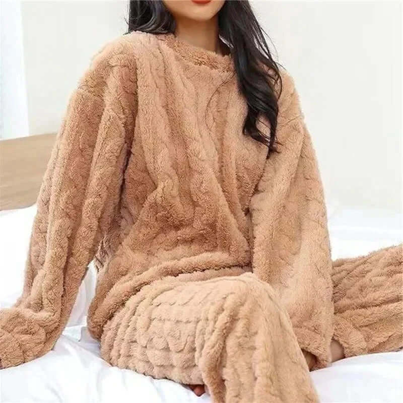 Ensemble de pyjama en polaire pour femme - tenue d'intérieur douce et chaude