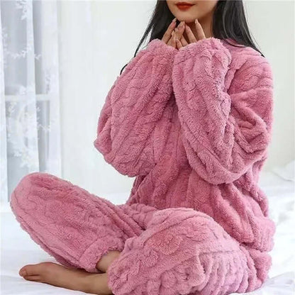 Ensemble de pyjama en polaire pour femme - tenue d'intérieur douce et chaude