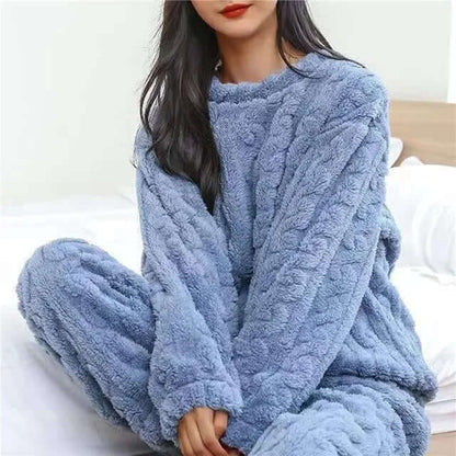 Ensemble de pyjama en polaire pour femme - tenue d'intérieur douce et chaude