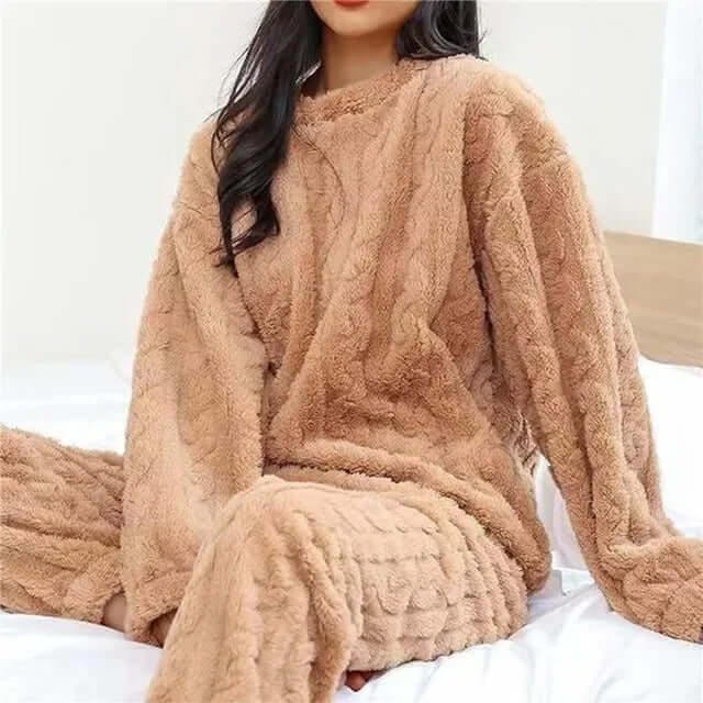 Ensemble de pyjama en polaire pour femme - tenue d'intérieur douce et chaude