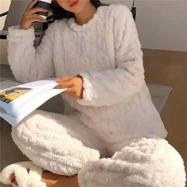 Ensemble de pyjama en polaire pour femme - tenue d'intérieur douce et chaude
