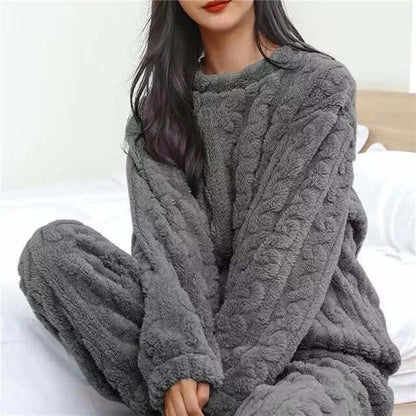 Ensemble de pyjama en polaire pour femme - tenue d'intérieur douce et chaude