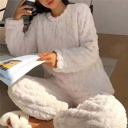 Ensemble de pyjama en polaire pour femme - tenue d'intérieur douce et chaude