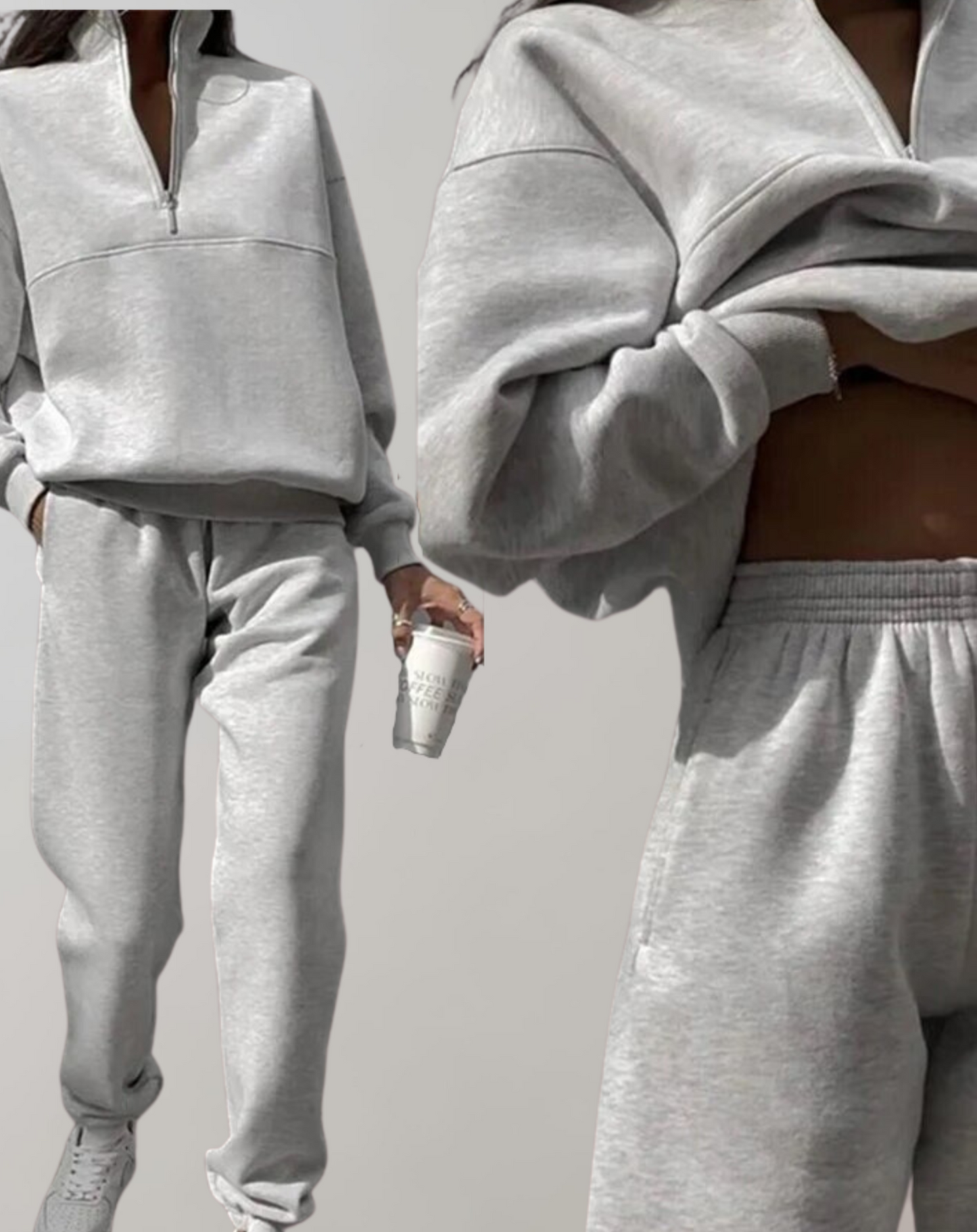 Ensemble de survêtement femme avec sweat à demi-zip