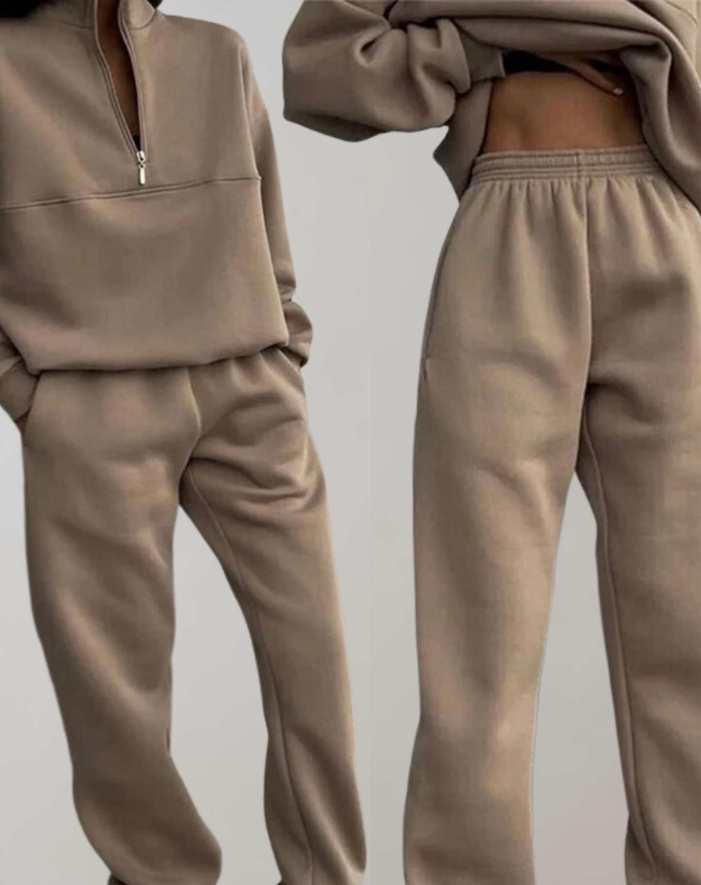 Ensemble de survêtement femme avec sweat à demi-zip
