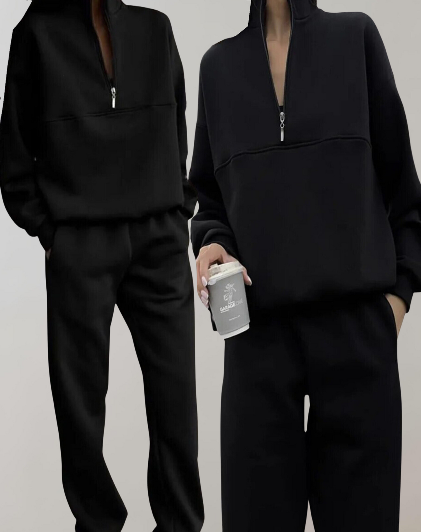 Ensemble de survêtement femme avec sweat à demi-zip