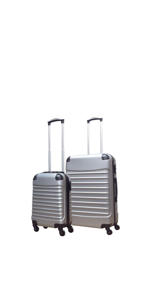 Ensemble de valises de voyage 2 pièces à coque rigide, argent