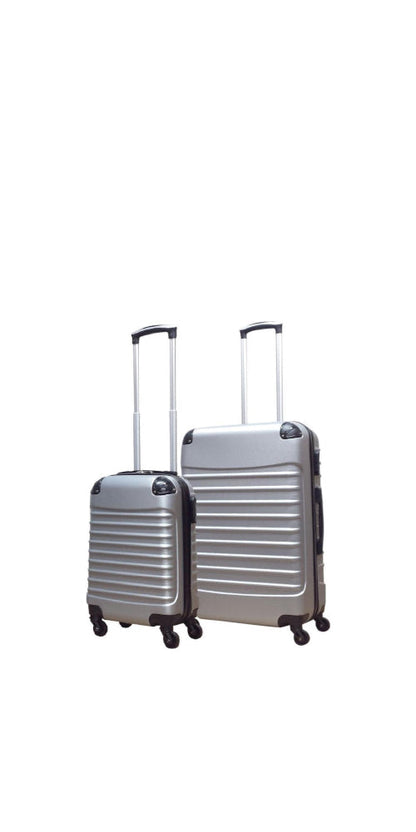 Ensemble de valises de voyage 2 pièces à coque rigide, argent