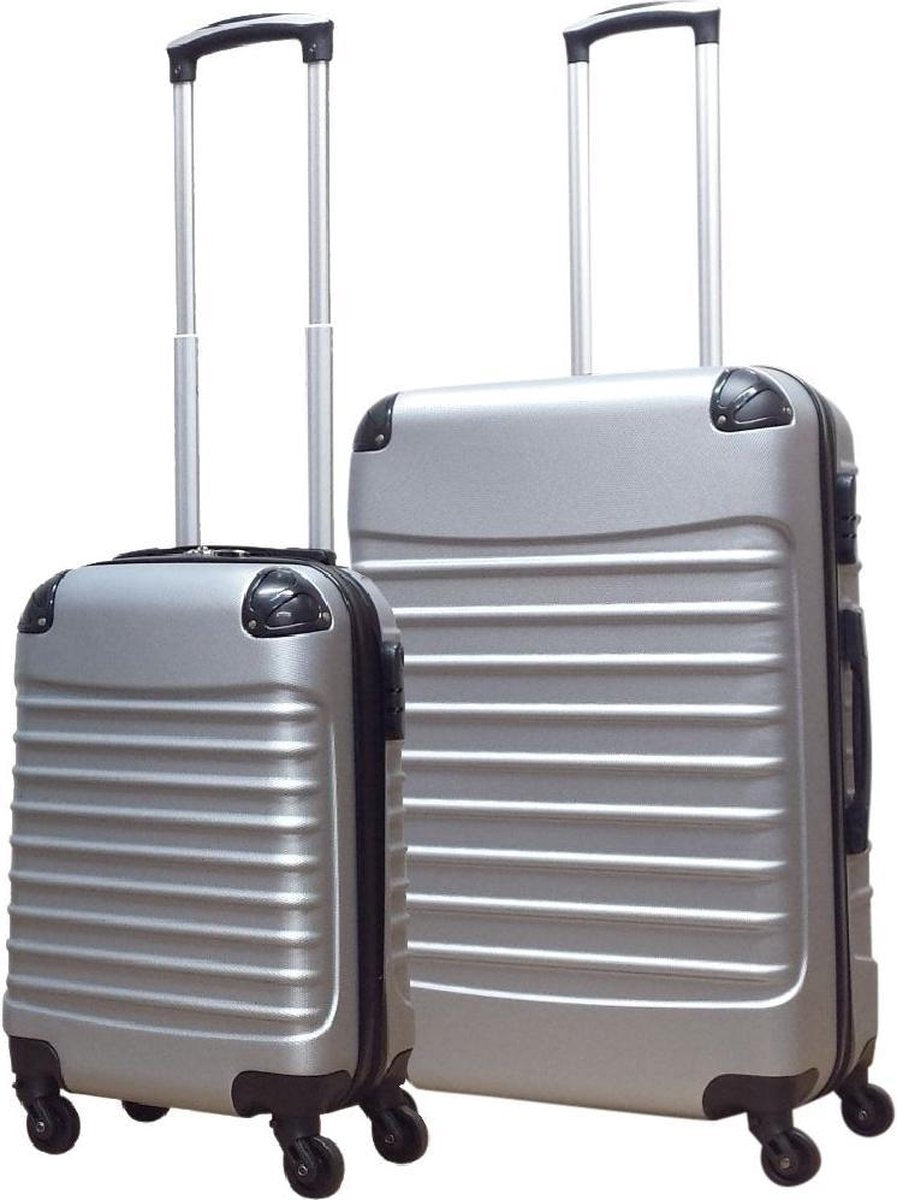 Ensemble de valises de voyage 2 pièces à coque rigide, argent