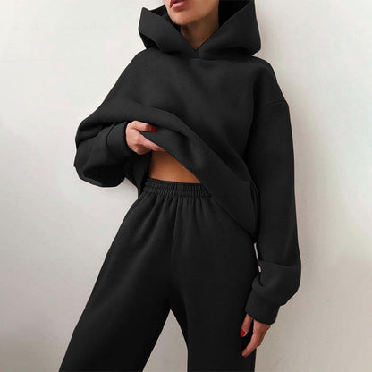 Ensemble détente pour femme avec sweat à capuche et pantalon de jogging - taille élastiquée