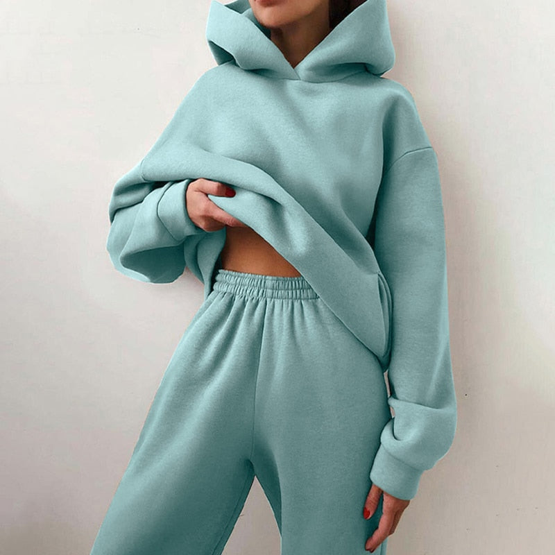 Ensemble détente pour femme avec sweat à capuche et pantalon de jogging - taille élastiquée