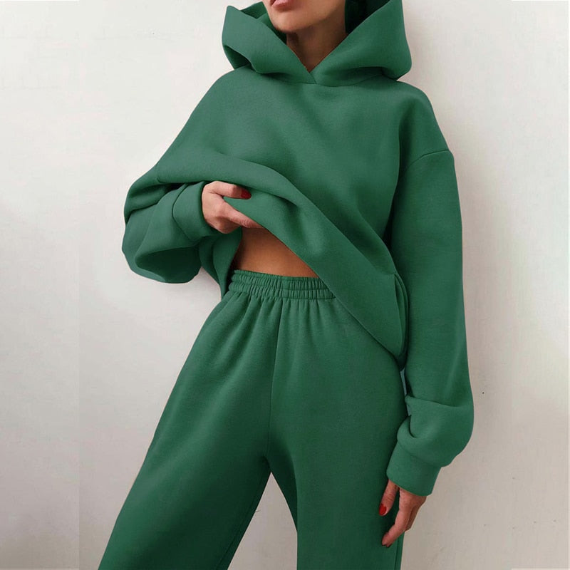 Ensemble détente pour femme avec sweat à capuche et pantalon de jogging - taille élastiquée
