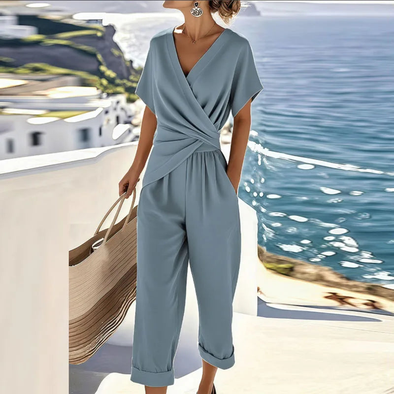 Ensemble deux pièces cache-cœur court femme