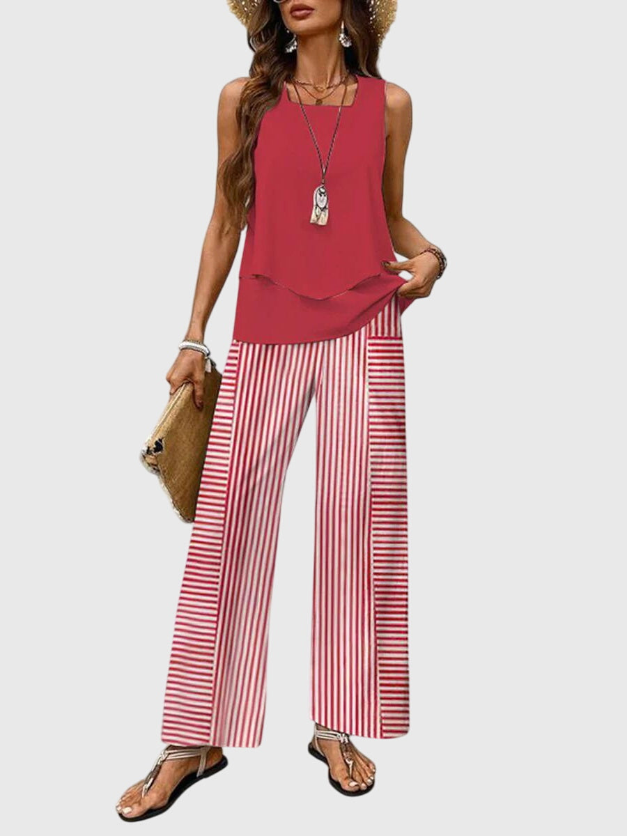 Ensemble deux pièces femme à pantalon large