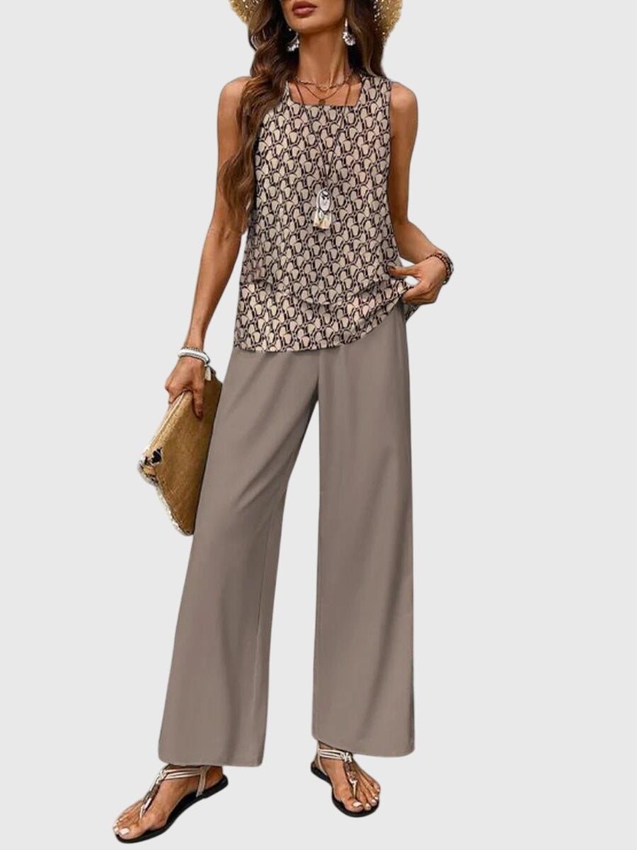 Ensemble deux pièces femme à pantalon large