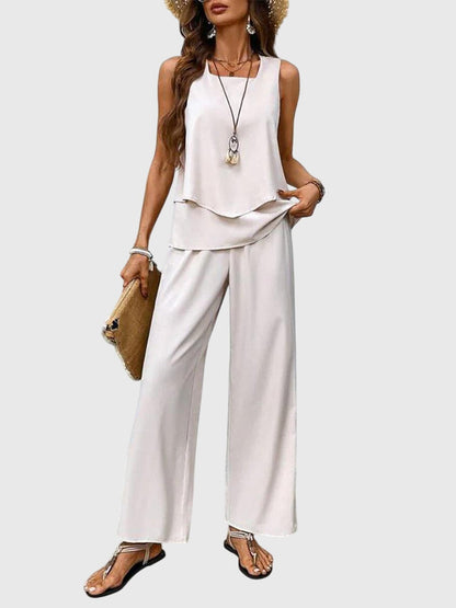 Ensemble deux pièces femme à pantalon large