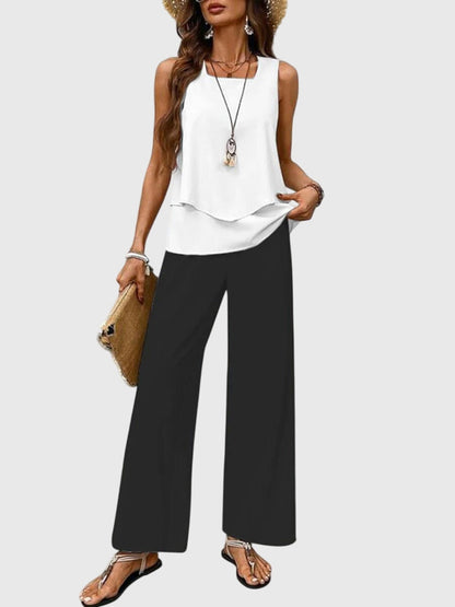 Ensemble deux pièces femme à pantalon large