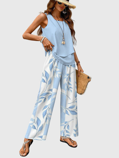 Ensemble deux pièces femme à pantalon large