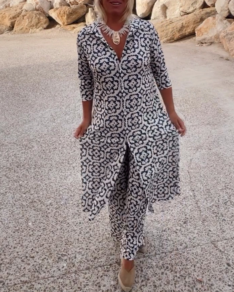 Ensemble deux-pièces imprimé élégant pour un style au quotidien